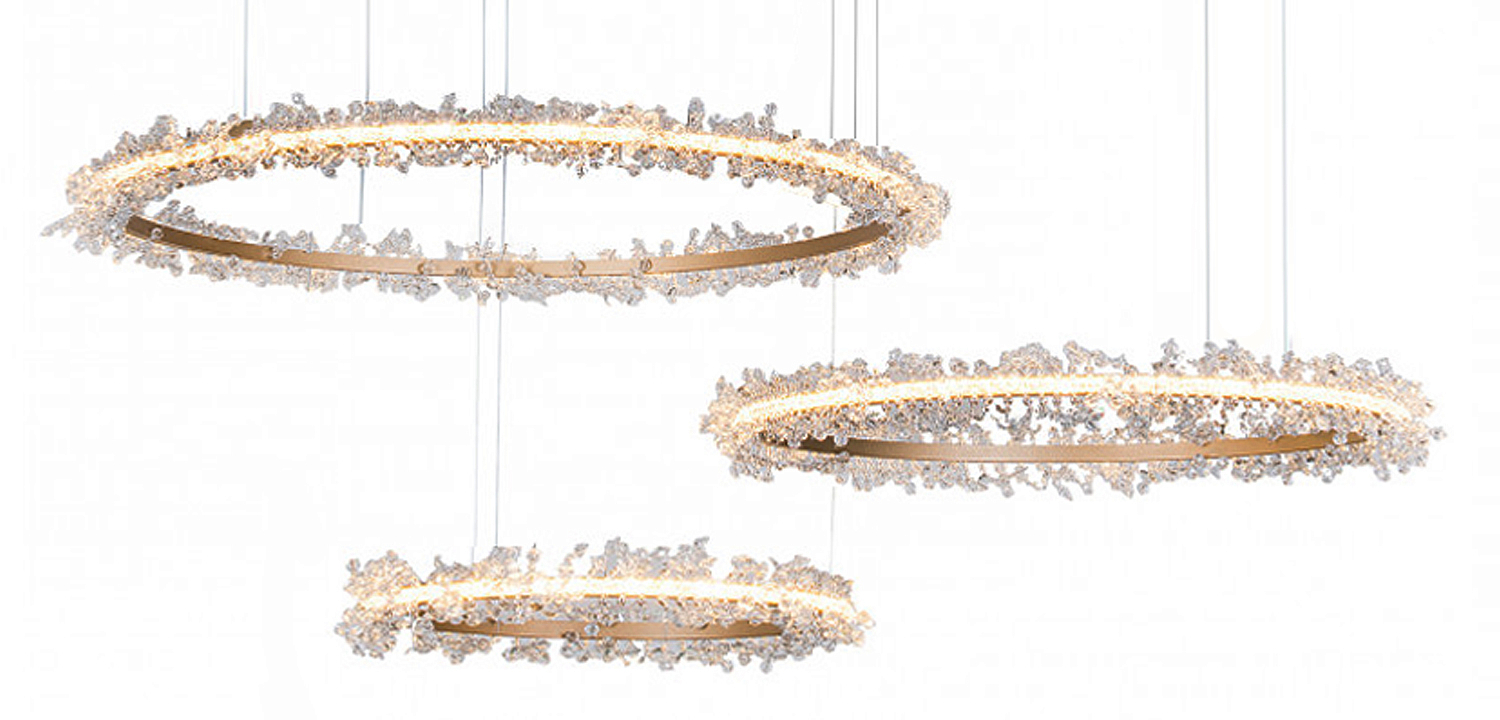 Люстра Crystal round chandelier Люстра 3 кольца Матовое Золото Люстра Crystal round chandelier Люстра 3 кольца Матовое Золото - Loft-Concept в Тюмени