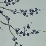 Обои ручная роспись Cherry Tree Original colourway on Adam Grey dyed silk варинант исполнения - 1 | Loft Concept в Тюмени