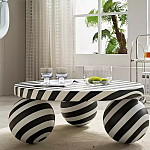 Дизайнерский журнальный стол круглый в чёрно-белую полоску Mypel варинант исполнения - 2 | Loft Concept в Тюмени