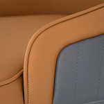 Стул оранжевый с высокой спинкой из искуственной кожи на серых металлических ножках Enigma Orange варинант исполнения - 4 | Loft Concept в Тюмени