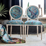 Стул из массива бука бирюзовый с изображением птиц и цветов Turquoise Beige Chinoiserie Birds Garden Chair варинант исполнения - 6 | Loft Concept в Тюмени