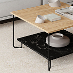 Стол журнальный с квадратной столешницей и полкой MARBO LOTUS варинант исполнения - 2 | Loft Concept в Тюмени