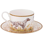Чайная пара из фарфора с изображением собаки и уток 300 мл Hunting Porcelain Collection варинант исполнения - 1 | Loft Concept в Тюмени