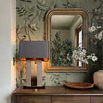 Настольная лампа с основанием из натурального камня c серым прямоугольным абажуром Lapis Tiburtinus варинант исполнения - 5 | Loft Concept в Тюмени