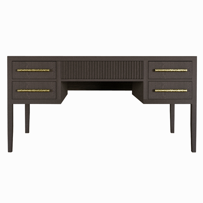 Большой Рабочий стол Primo с 5 выдвижными ящиками Темный орех Орех в Тюмени | Loft Concept 