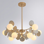 Люстра на штанге с 10-ю белым шарообразным плафоном и декоративными металлическими элементами в виде лепестков серого цвета Matisse варинант исполнения - 2 | Loft Concept в Тюмени