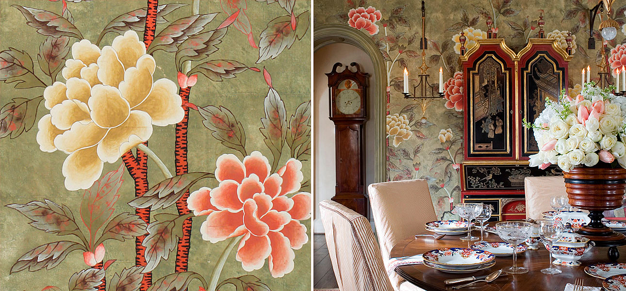 Обои ручная роспись Korean Peony Colourway SC-50 on Edo Cannella India tea paper Обои ручная роспись Korean Peony Colourway SC-50 on Edo Cannella India tea paper - Loft-Concept в Тюмени