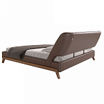 Кровать двуспальная с изголовьем из экокожи шоколадно-коричневого цвета Modern Look варинант исполнения - 3 | Loft Concept в Тюмени