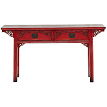 Деревянная консоль в китайском стиле с 2-мя ящиками с резным декором красная Yan Chinese Console Table варинант исполнения - 1 | Loft Concept в Тюмени