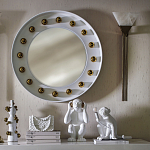 Зеркало белое с круглыми золотыми декоративными элементами Prince of the Church варинант исполнения - 3 | Loft Concept в Тюмени