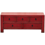 Деревянная ТВ-тумба с 5-ю выдвижными ящиками в китайском стиле красная Wei Chinese TV Stand варинант исполнения - 1 | Loft Concept в Тюмени