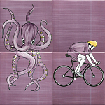 Плитка с узором Осьминог велосипедист варинант исполнения - 1 | Loft Concept в Тюмени