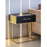 Приставной столик с резным узором на выдвижном ящике Black Table Carved Pattern варинант исполнения - 7 | Loft Concept в Тюмени