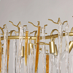 Люстра линейная золотого цвета с декоративными ветвями и длинными стеклянными подвесками в форме сосулек Droplet Chandelier варинант исполнения - 8 | Loft Concept в Тюмени