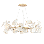 Люстра круглая с белыми лепестками из керамики и прозрачными хрустальными цветками Диаметр 82 см Wintery flovers варинант исполнения - 3 | Loft Concept в Тюмени