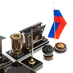 Настольный письменный набор с часами из природного камня обсидиана Peace Contract варинант исполнения - 5 | Loft Concept в Тюмени