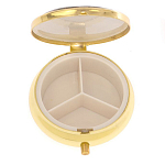 Таблетница карманная круглая с 3-мя отделениями и накладкой из натурального камня Серафинит Gold Stone Pillboxes варинант исполнения - 3 | Loft Concept в Тюмени