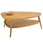 Журнальный стол из массива дуба и декором из плетеного ротанга Reyer Rattan Coffee Table варинант исполнения - 1 | Loft Concept в Тюмени