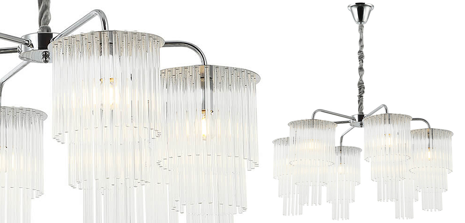 Люстра Harrison Chandelier chrome 6 lamp Люстра Harrison Chandelier chrome 6 lamp - Loft-Concept в Тюмени