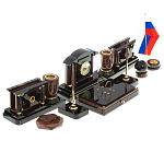 Настольный письменный набор с часами из природного камня обсидиана Peace Contract варинант исполнения - 2 | Loft Concept в Тюмени