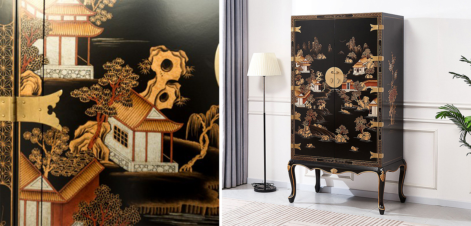 Черный Шкаф в Китайском стиле Chinese Village Cabinet Черный Шкаф в Китайском стиле Chinese Village Cabinet - Loft-Concept в Тюмени