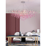 Люстра овальная с розовыми стеклянными подвесками в форме капель FAIRYTREE Light варинант исполнения - 4 | Loft Concept в Тюмени