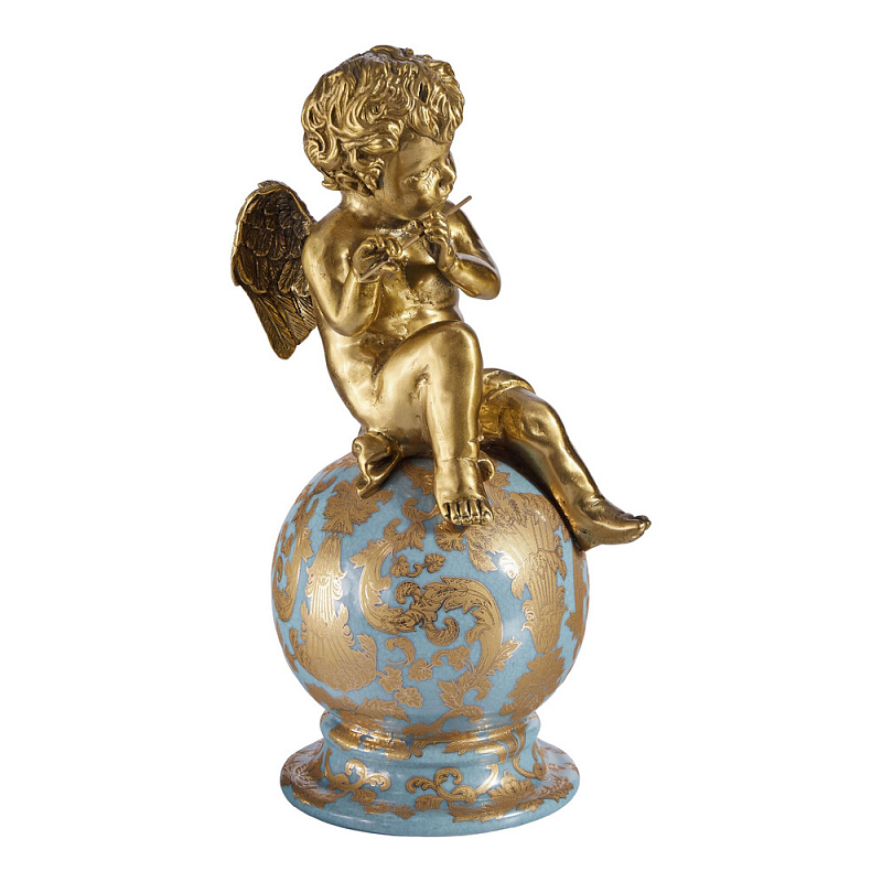 Фигурка Ангел с флейтой на шаре Seraphic Бронза Голубой в Тюмени | Loft Concept 
