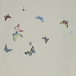 Обои ручная роспись Butterflies Icarus on Rose Shadow metallic silk варинант исполнения - 2 | Loft Concept в Тюмени