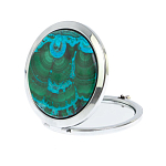Зеркало карманное складное круглое из натурального камня Малахит с Хризоколлой в подарочной упаковке Silver Stone Mirrors варинант исполнения - 2 | Loft Concept в Тюмени