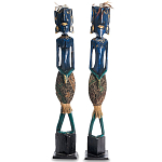 Комплект из 2-х деревянных статуэток Asmat Tall Statuettes Blue Green варинант исполнения - 1 | Loft Concept в Тюмени