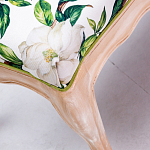 Банкетка из натурального бука золотистая с изображением птиц и цветов Blooming Birds варинант исполнения - 2 | Loft Concept в Тюмени