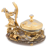 Икорница с декором "Емеля" с гравировкой на подставке из натурального камня Агат Decorative Cavair Dishes варинант исполнения - 1 | Loft Concept в Тюмени