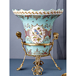 Ваза из голубого фарфора с рисунком птиц и цветов и декоративными элементами Blue Garden варинант исполнения - 7 | Loft Concept в Тюмени