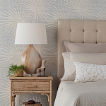 Настольная лампа на прозрачным основании с тканевым конусообразным абажуром Cream варинант исполнения - 2 | Loft Concept в Тюмени