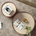 Круглый кофейный стол Baxter Leather Coffee Table варинант исполнения - 3 | Loft Concept в Тюмени