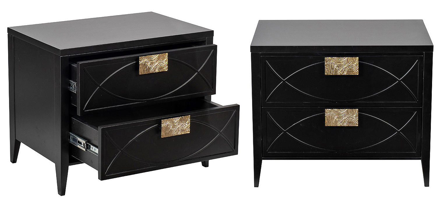 Тумба с 2-мя ящиками Amelie Black Nightstand Черная Тумба с 2-мя ящиками Amelie Black Nightstand Черная - Loft-Concept в Тюмени