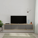 ТВ-тумба подвесная цвета древесины с 4-мя темно-серыми дверцами SPARK TV STAND OAK ANTHRACITE варинант исполнения - 1 | Loft Concept в Тюмени