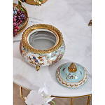 Шкатулка с крышкой из голубого фарфора с риунком птиц и цветов Blue Garden варинант исполнения - 4 | Loft Concept в Тюмени