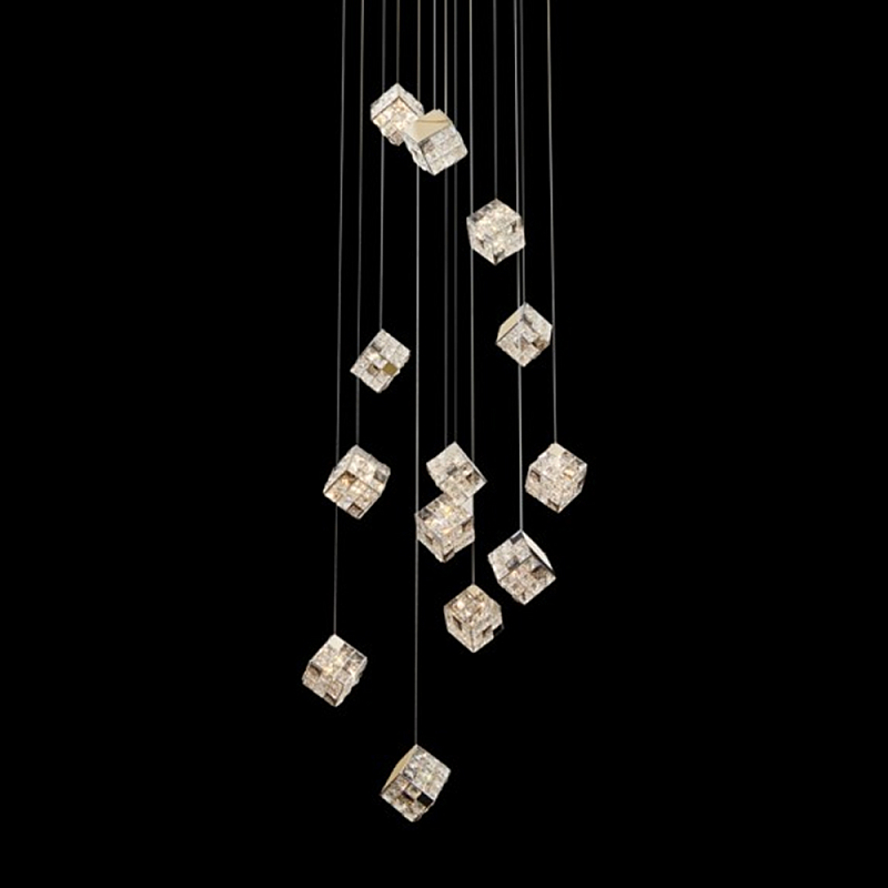 Люстра каскадная с мозаичным хрустальным оформлением Sparks of Crystal Прозрачный Хром Золотой Люстра каскадная с мозаичным хрустальным оформлением Sparks of Crystal Прозрачный Хром Золотой в Тюмени | Loft Concept