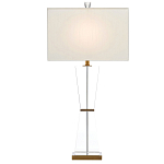 Настольная лампа с прозрачным корпусом и прямоугольным тканевым абажуром Charm and Luxury варинант исполнения - 2 | Loft Concept в Тюмени