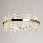 Люстра круглая золотого цвета с прозрачными рельефными стеклянными вставками Textured Glass Chandelier варинант исполнения - 4 | Loft Concept в Тюмени