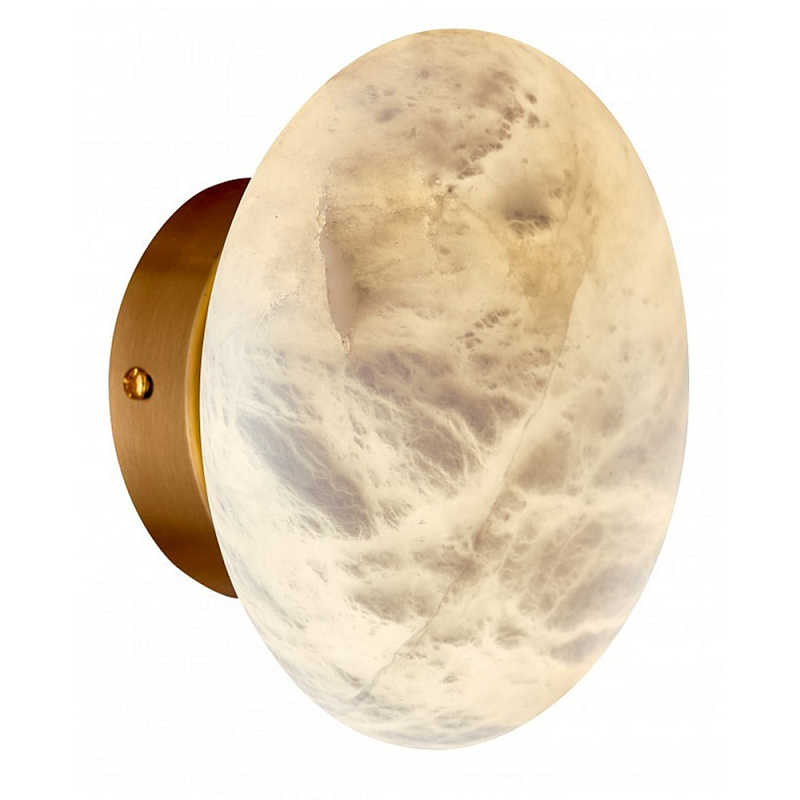 Бра в форме диска из натурального камня Cryptocrystalline Stone Белый Латунь в Тюмени | Loft Concept 