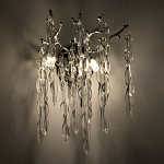 Бра цвета хром с ветвями и прозрачными стеклянными подвесками в виде вытянутых спиральных капель Droplet Chandelier варинант исполнения - 2 | Loft Concept в Тюмени