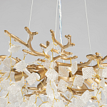 Люстра подвесная золотого цвета с декоративными ветвями и прозрачными рельефными подвесками FAIRYTREE Light варинант исполнения - 7 | Loft Concept в Тюмени