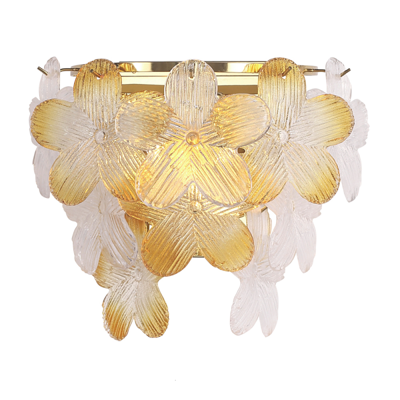Бра с цветочными мотивами Light Floral Glow Золотой Прозрачное Стекло Янтарный в Тюмени | Loft Concept 