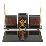 Настольный письменный набор из камня лемезит с гербом России Royal Accessory варинант исполнения - 1 | Loft Concept в Тюмени