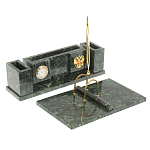 Настольный письменный набор из змеевика с подставкой под календарь и часами Successful Leader варинант исполнения - 2 | Loft Concept в Тюмени