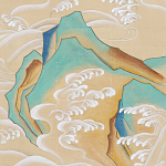 Обои ручная роспись Matsushima Waves Kano on Edo Straw India tea paper варинант исполнения - 1 | Loft Concept в Тюмени