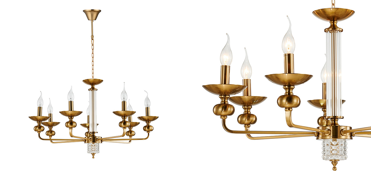 Люстра бронзового цвета со стеклянным декором Candelabrum D75 см Люстра бронзового цвета со стеклянным декором Candelabrum D75 см - Loft-Concept в Тюмени