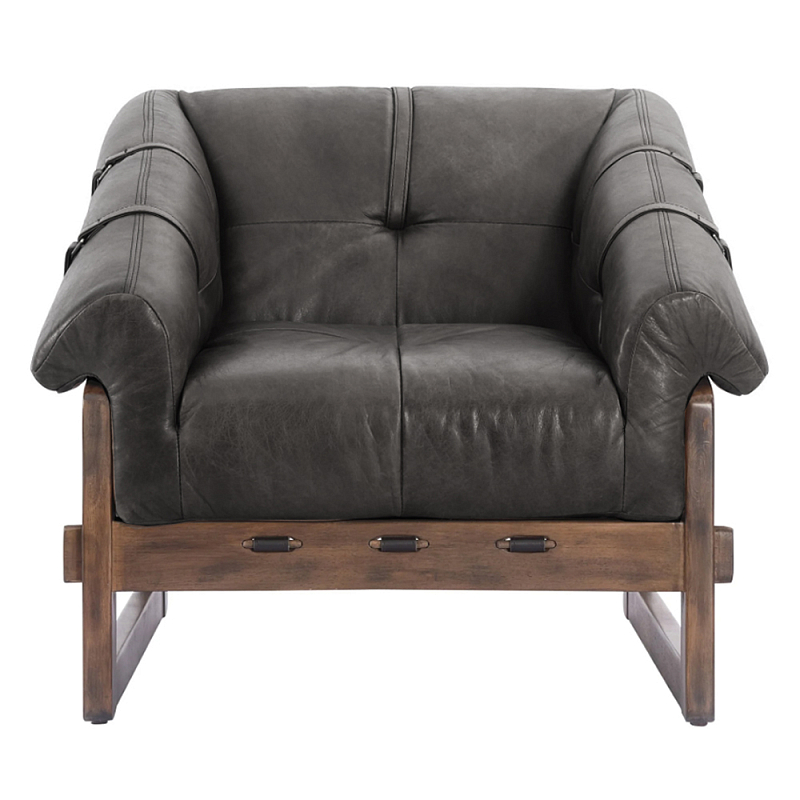 Кресло Duncan винтажная черная кожа Черный Коричневый в Тюмени | Loft Concept 